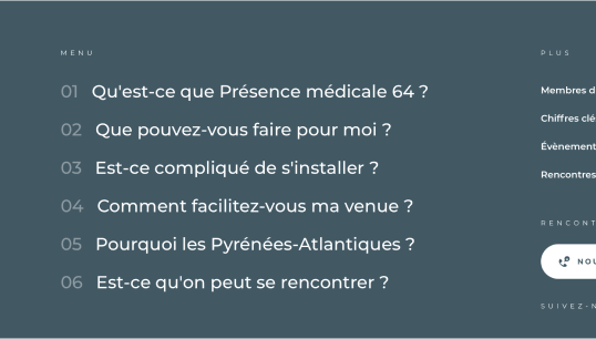 Focus sur le sommaire du site web